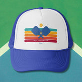 Cool Retro Stripes Custom Text Pickleball Player Trucker Hat