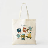 Cute Skateboard Monsters Personalized Name Tote Bag