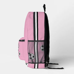 Soccer Pink Personalized Kids Back to School Printed Backpack