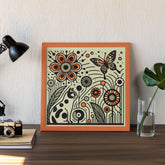Whimsical Garden Harmony: Cat, Flowers, and Butter Poster