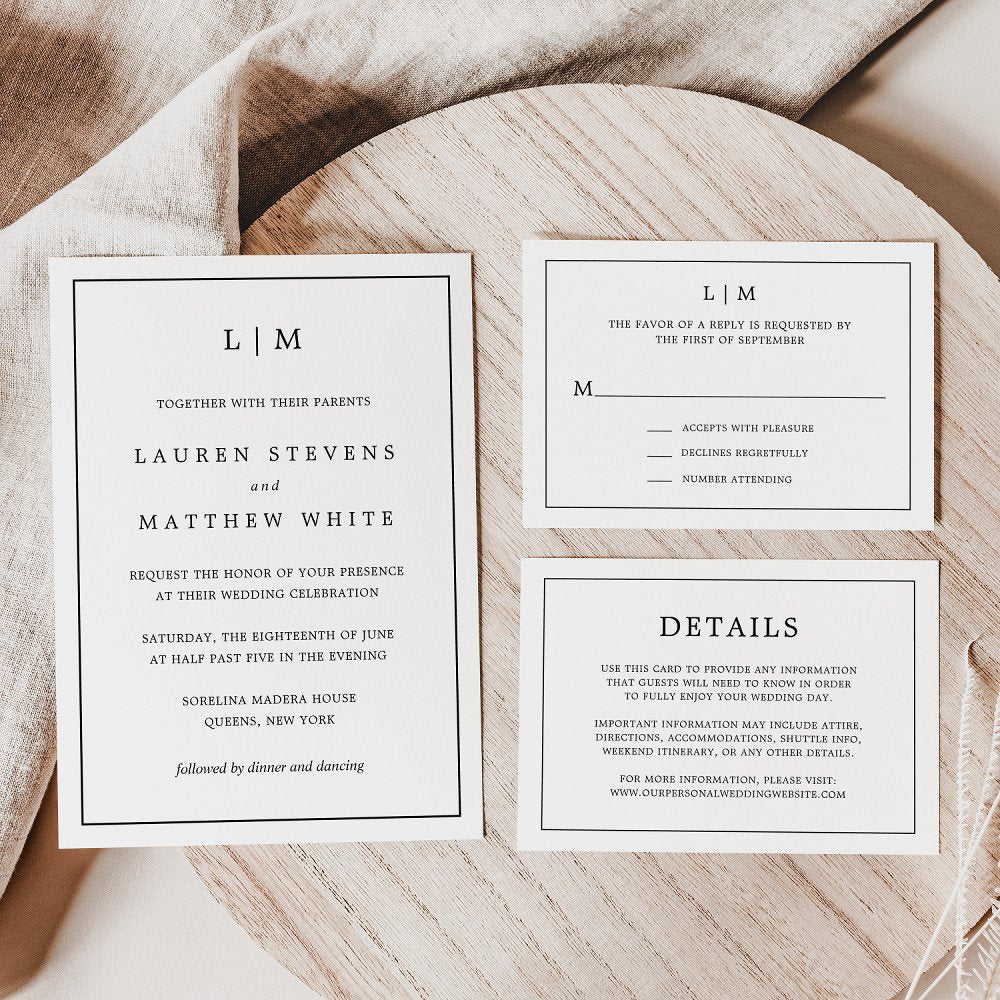 Simple Black and White Monogram Elegant Wedding Scented Candle