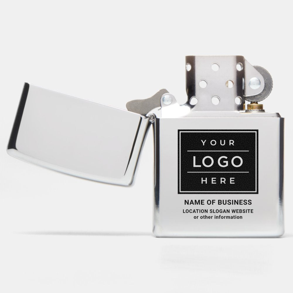 Branded Chrome Business Logo Promo Zippo Lighter
