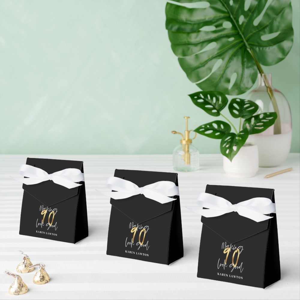 Making 90 look good gold birthday favor box