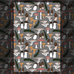 Fun Fungi Mushroom Fern Pattern Kitchen Towel