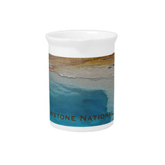 Yellowstone National Park Blue Pool Photo Nature Beverage Pitcher