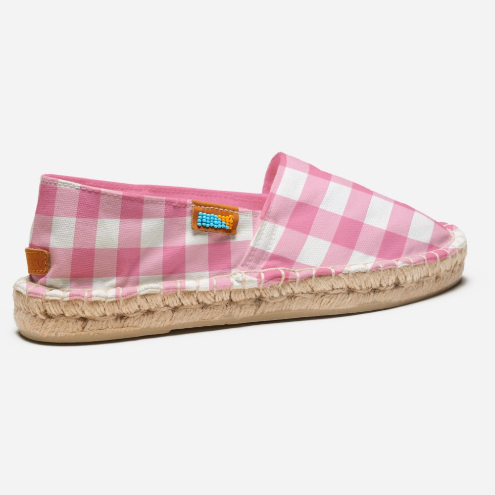 Girly Pink Gingham Pattern Espadrilles