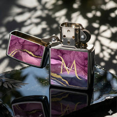 Monogram Purple Pink and Gold Agate Geode  Zippo Lighter