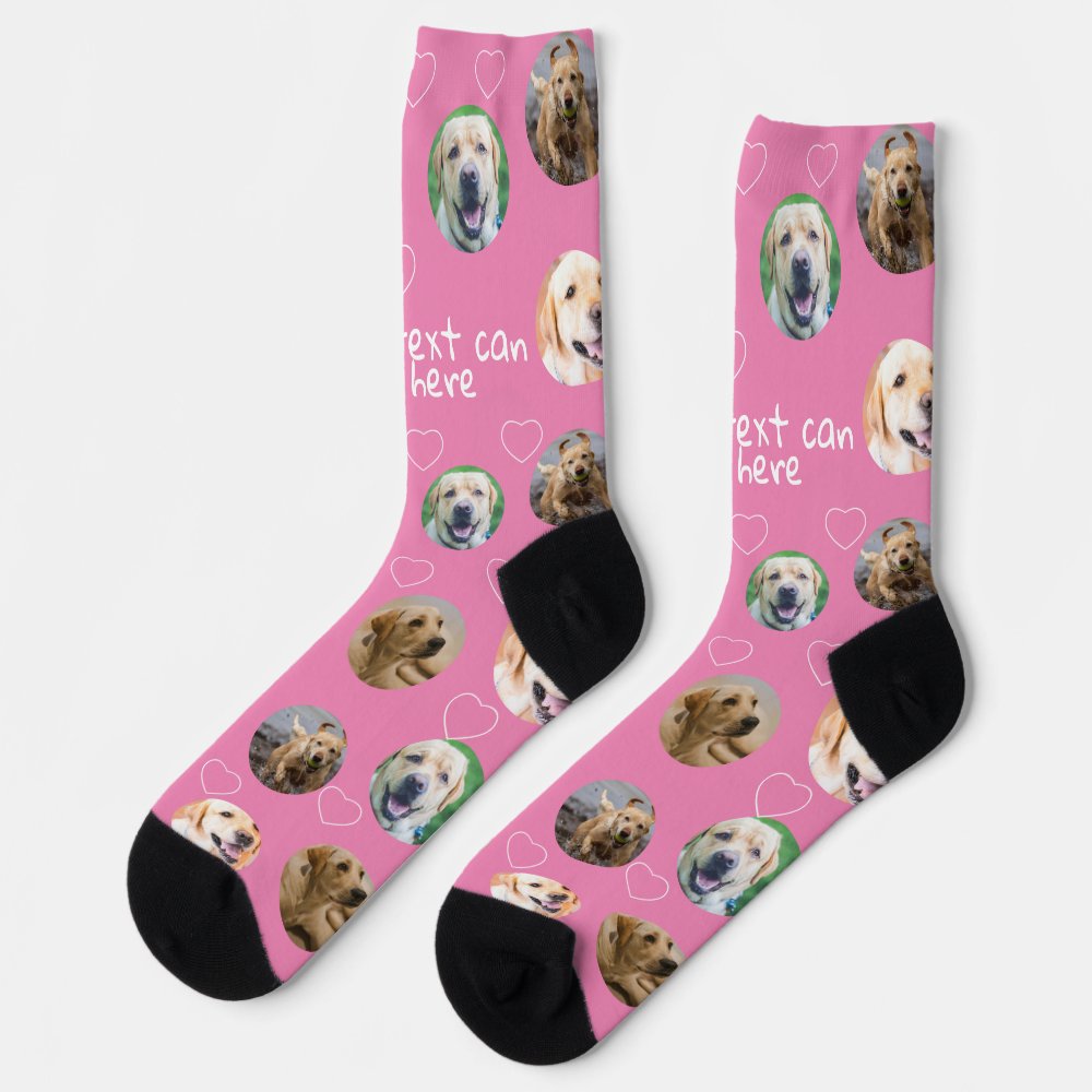 4 Photo collage and text template custom made Socks