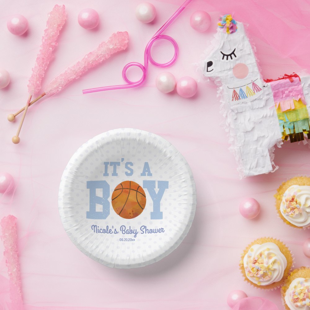 It's A Boy! Blue Basketball Baby Shower Paper Bowls