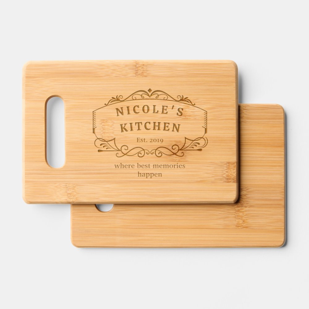Custom Text, Chic Engraved Wooden Charcuterie /  Cutting Board