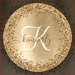 Faux Gold Brushed Metal Glitter Print Monogram Wine Charm
