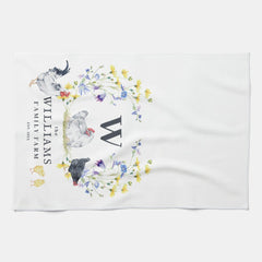 Rustic Farmhouse Chicken | Family Name Monogram  Kitchen Towel