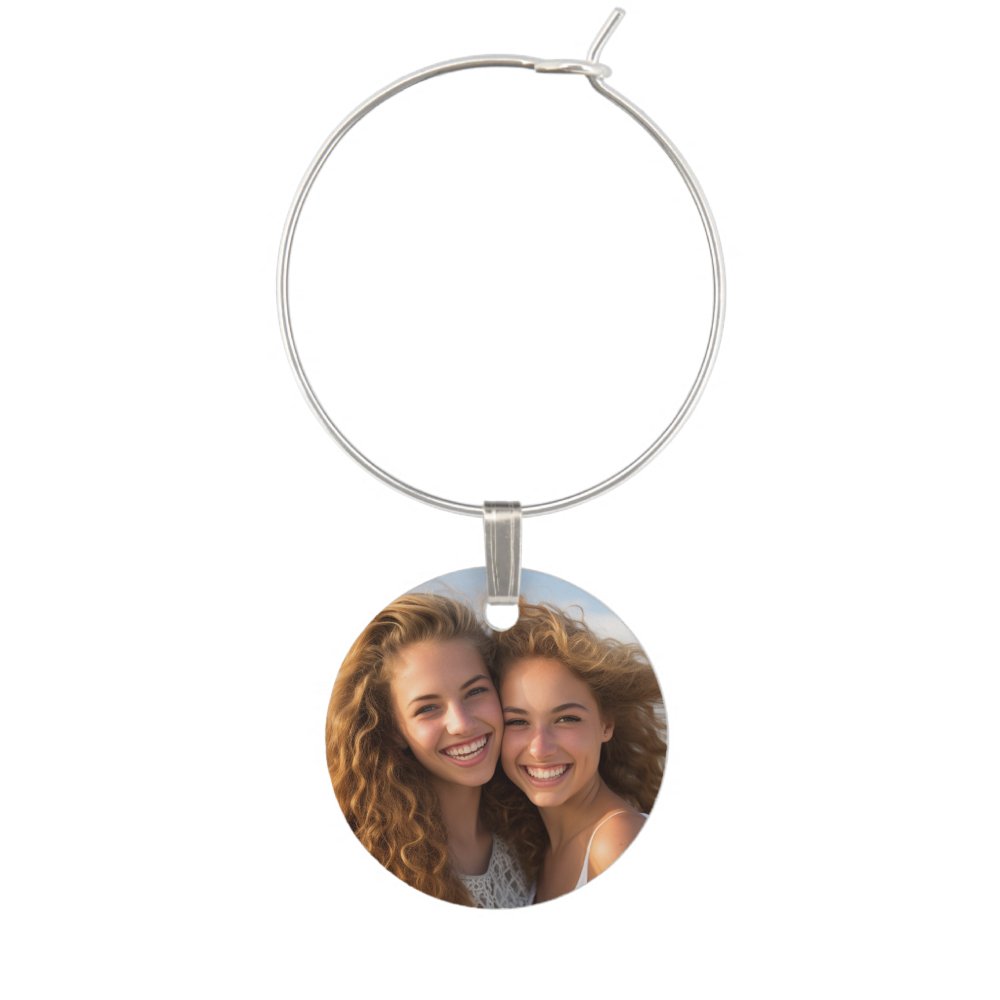 Create Your Own Collage with 4 Photos Wine Charm
