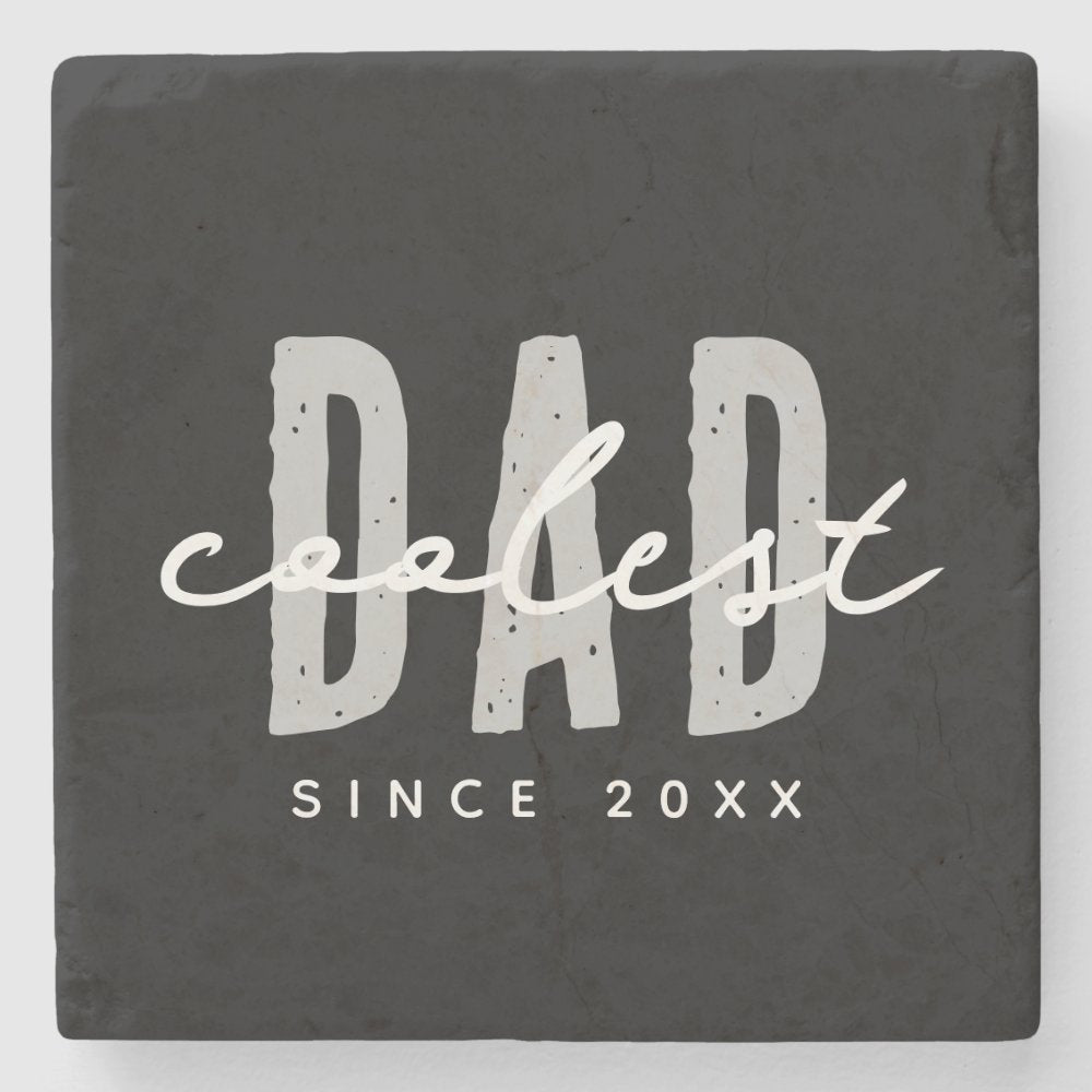 Coolest Dad Since 20XX Modern Simple Preppy Stone Coaster