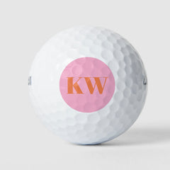 Modern Pink Orange Monogram Initials Personalized Golf Balls
