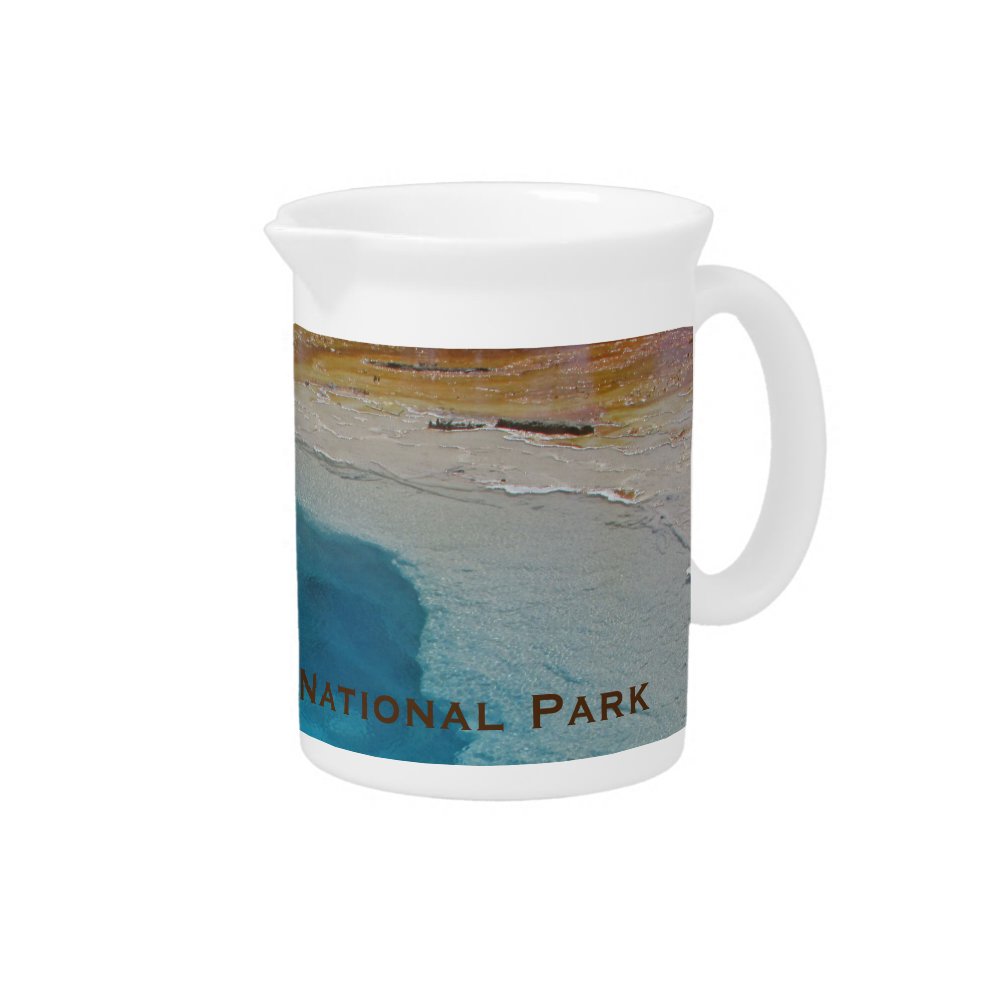 Yellowstone National Park Blue Pool Photo Nature Beverage Pitcher