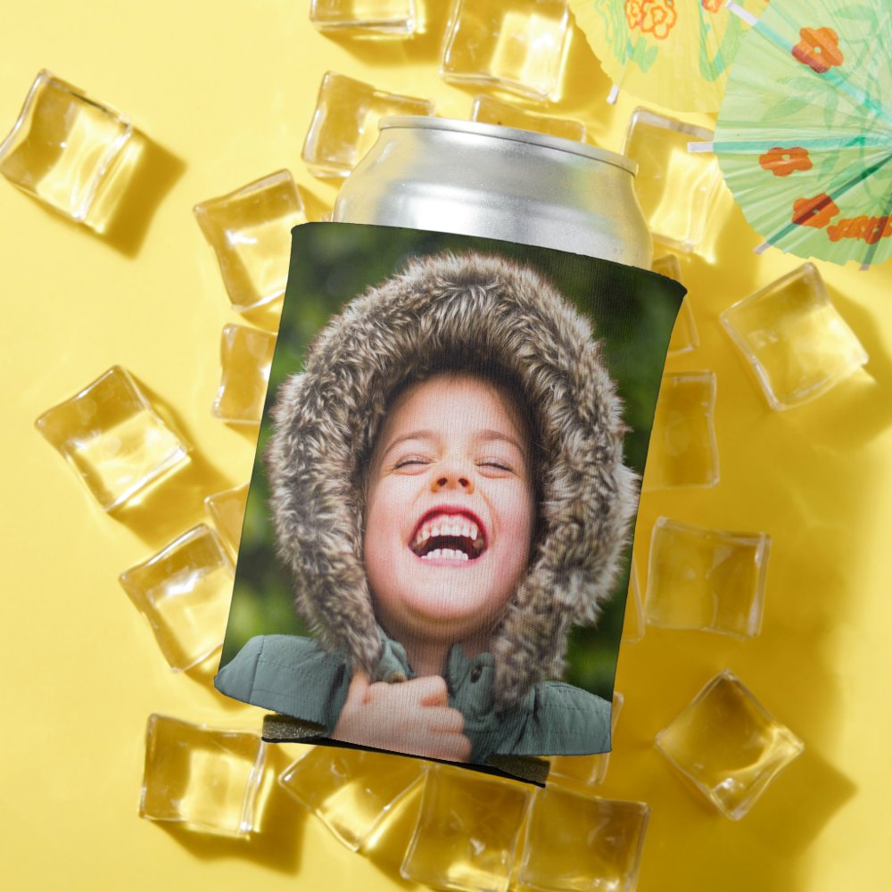 Personalized 2 Photo Template Double Sided Can Cooler