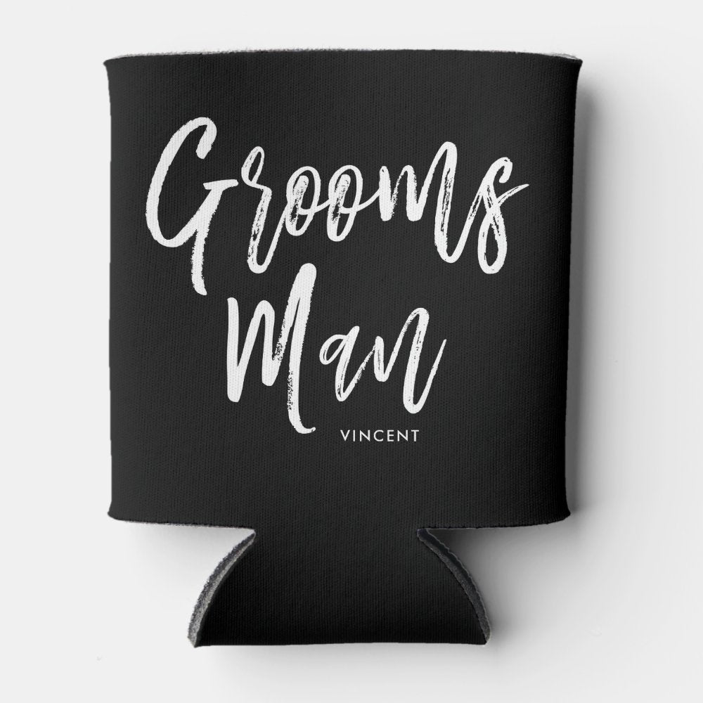Groomsmen | Script Style Custom Wedding Can Cooler
