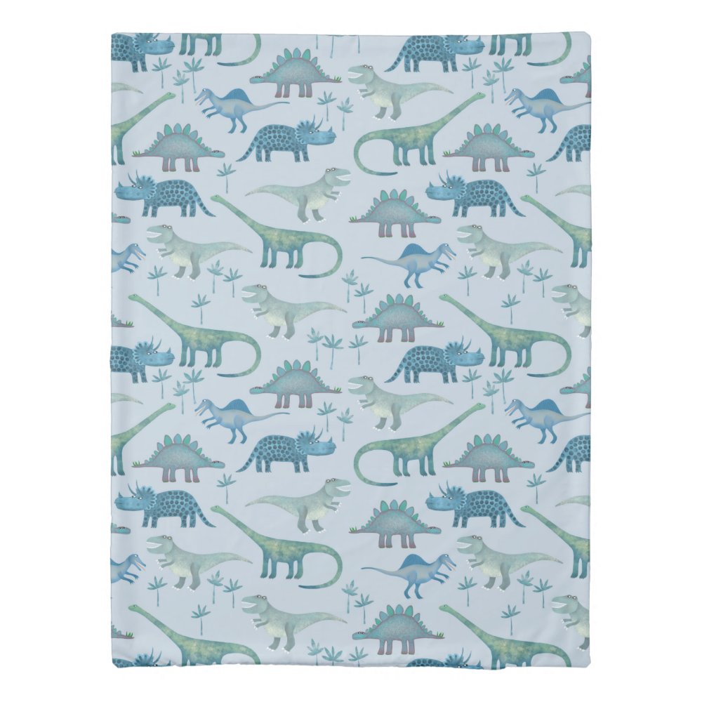 Dinosaur Pattern Blue Duvet Cover
