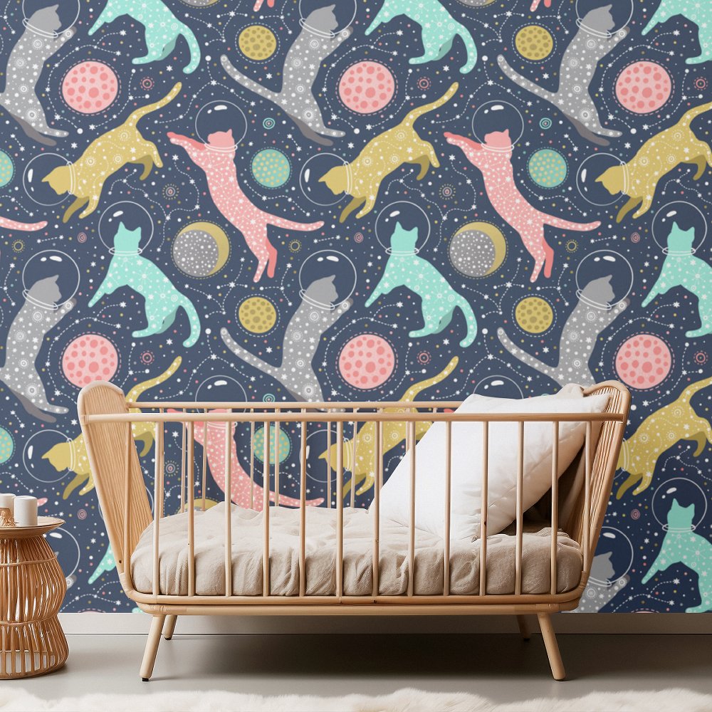 Cute Celestial Mystical Space Cats Wallpaper