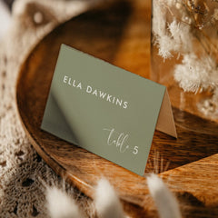 Elegant modern sage green wedding guest place card