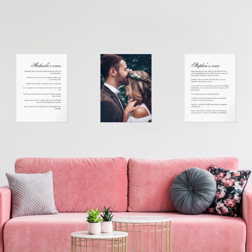 Married Couple's Wedding Vows & Photo Wall Art Sets