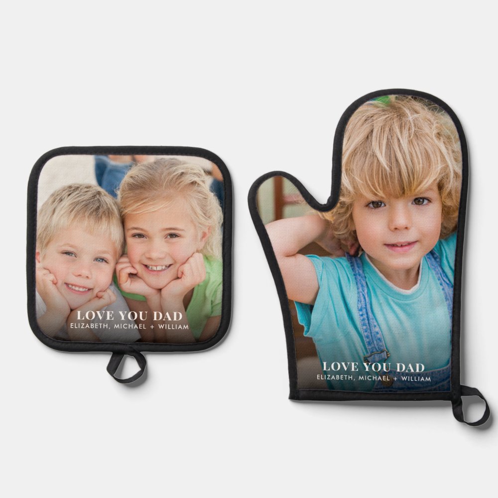 Dad Love You Photo Oven Mitt & Pot Holder Set