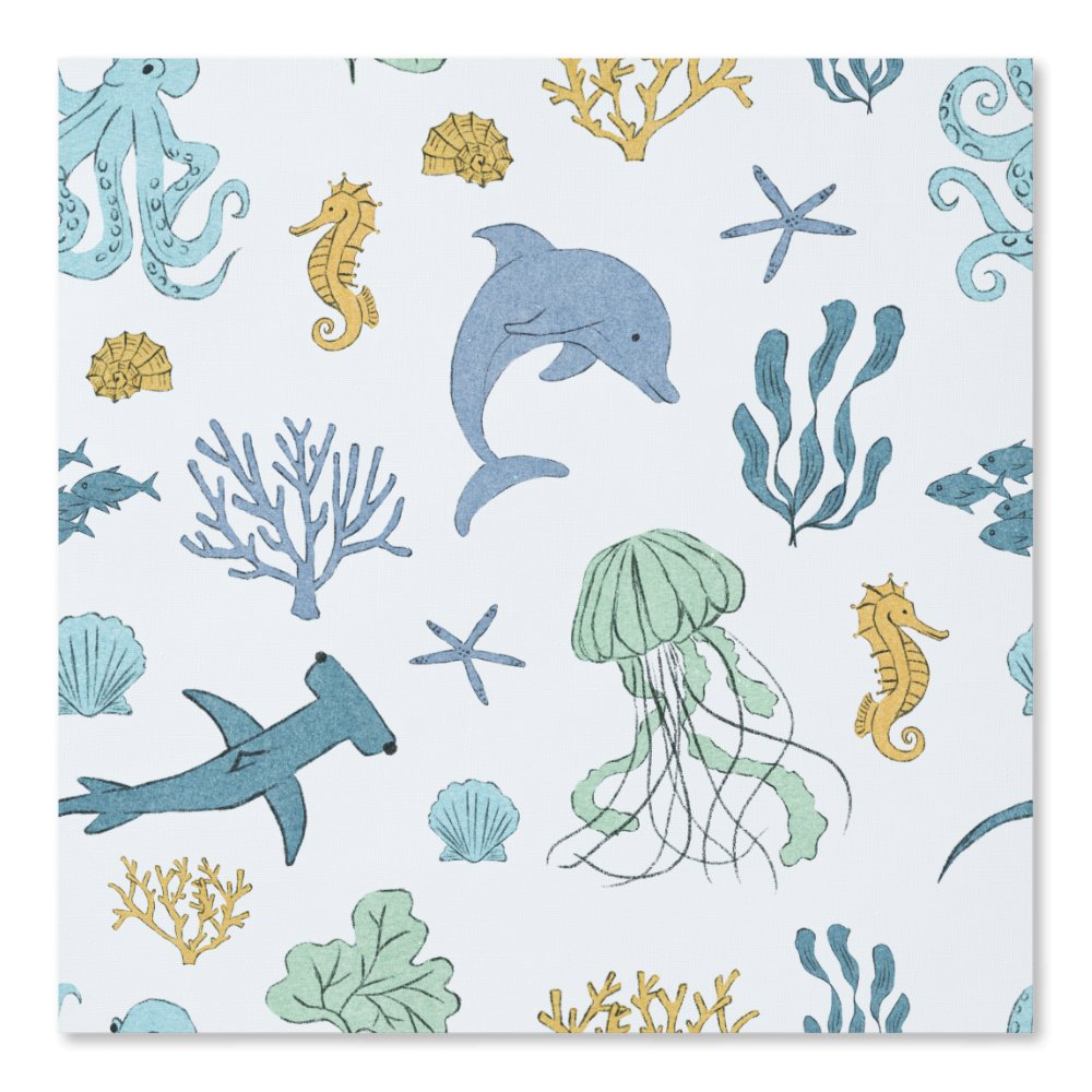 Blue Ocean Animals Boy's Room Wallpaper
