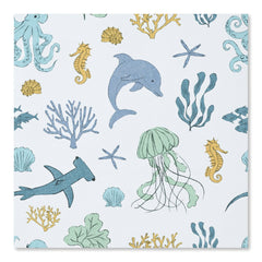Blue Ocean Animals Boy's Room Wallpaper