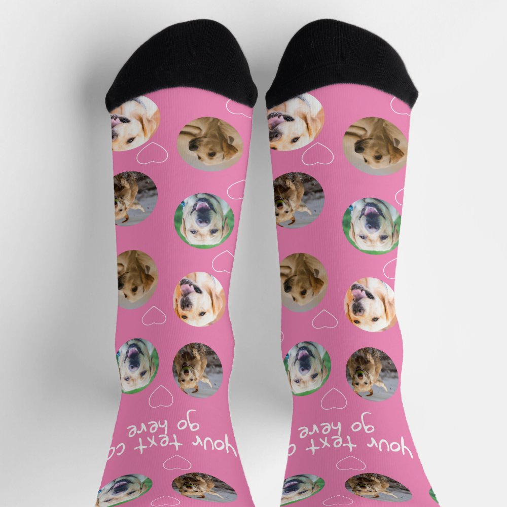 4 Photo collage and text template custom made Socks