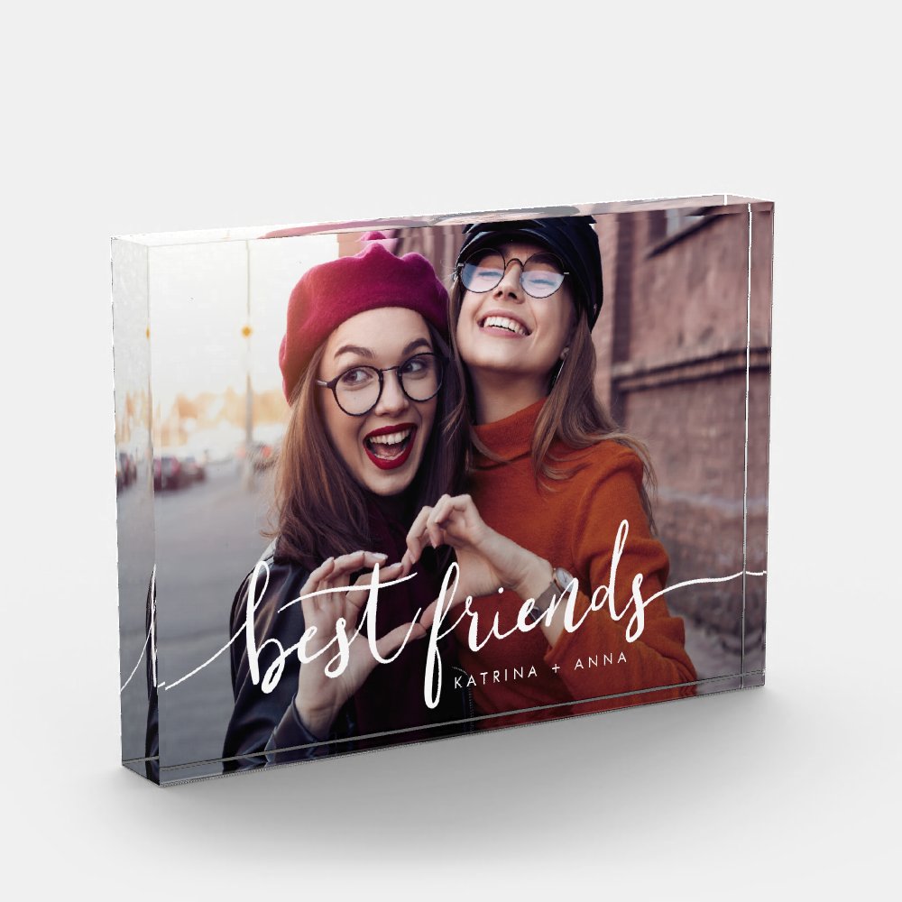 best friends modern script keepsake photo block