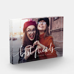 best friends modern script keepsake photo block