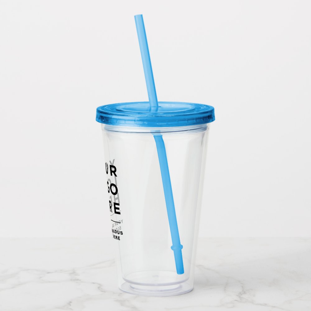 Custom Logo Acrylic Tumbler with Straw No Minimum