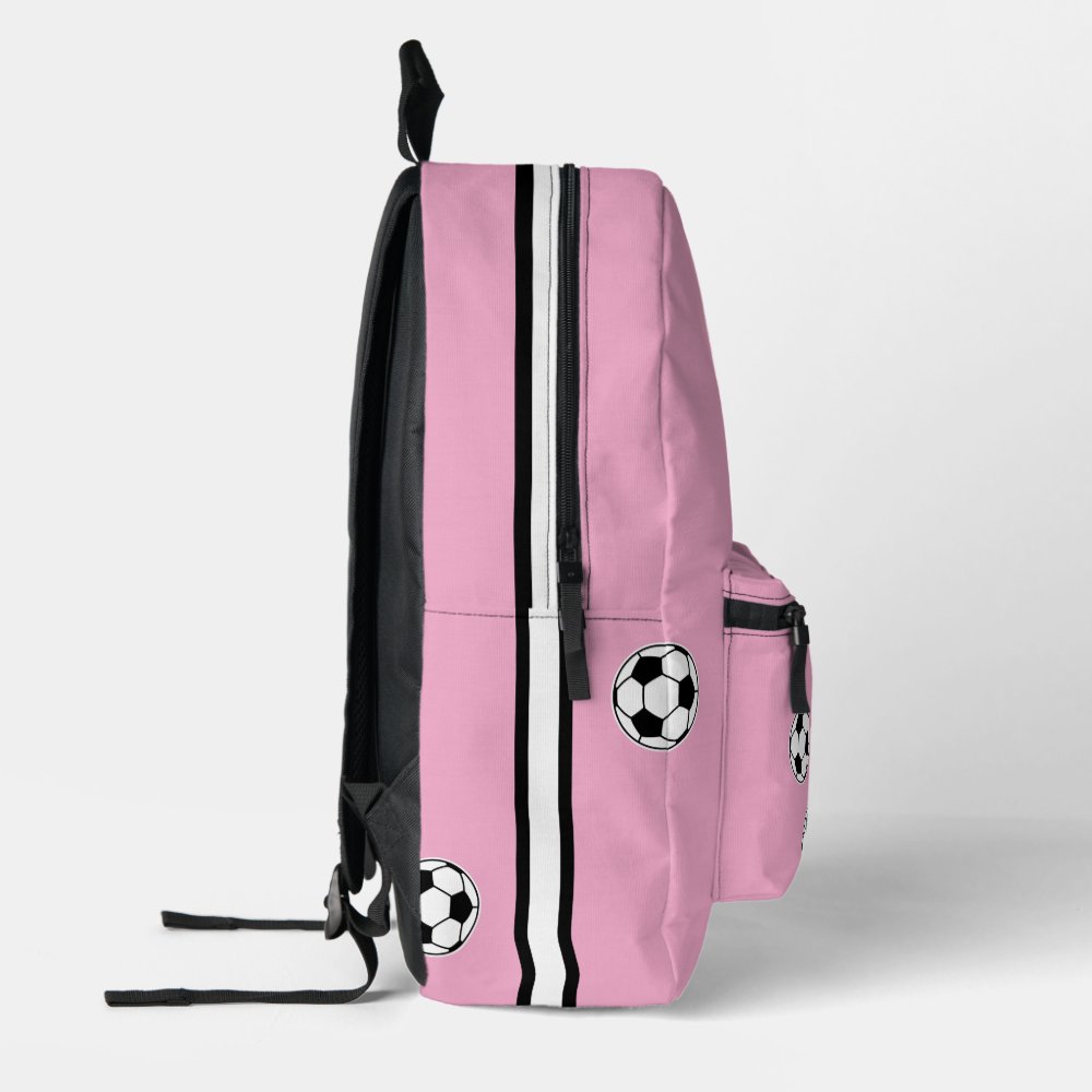 Soccer Pink Personalized Kids Back to School Printed Backpack