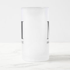 Monogram Name Simple Personalized Frosted Glass Beer Mug