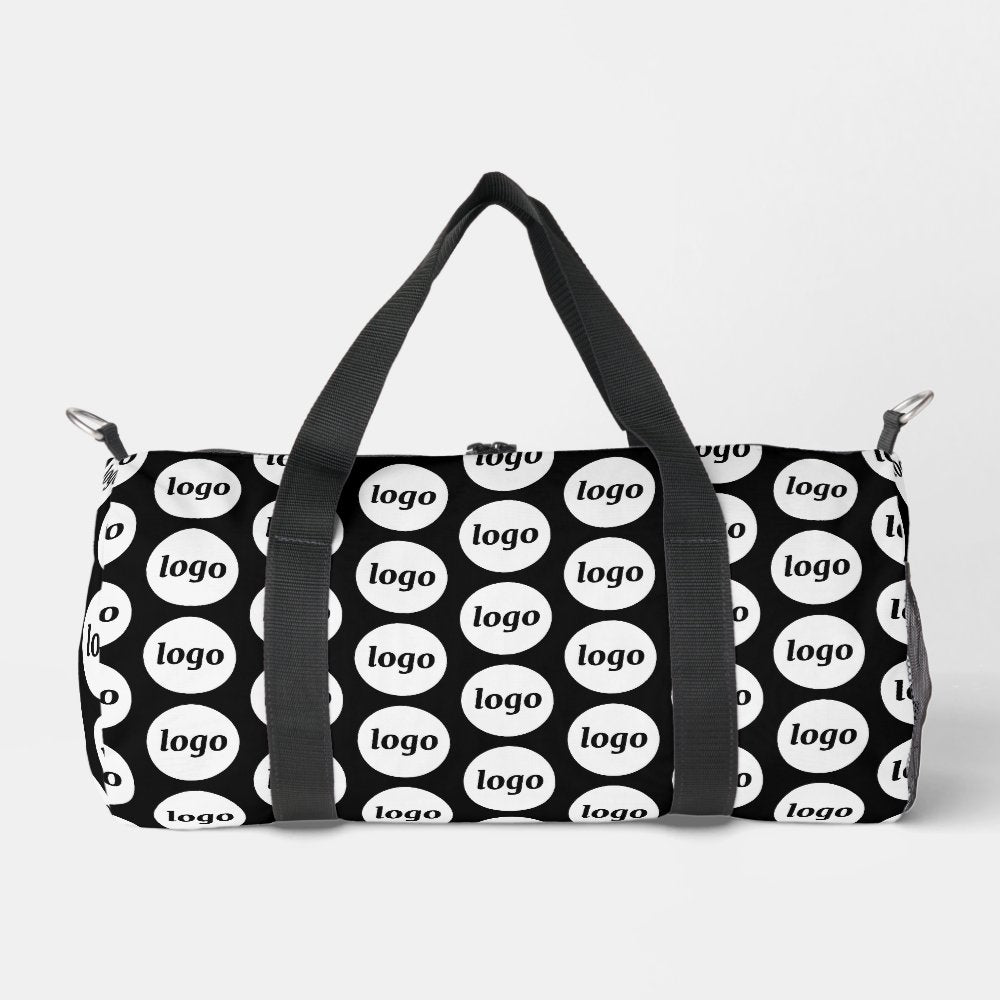 Logo Pattern Promotional Business Black Duffle Bag