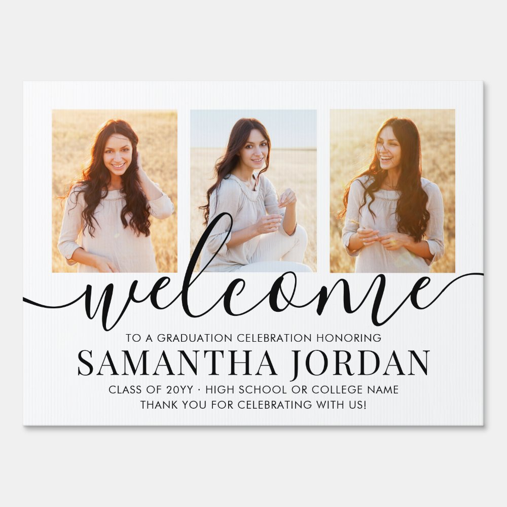 2 Sided 6 Photo Graduation Party Welcome Yard Sign