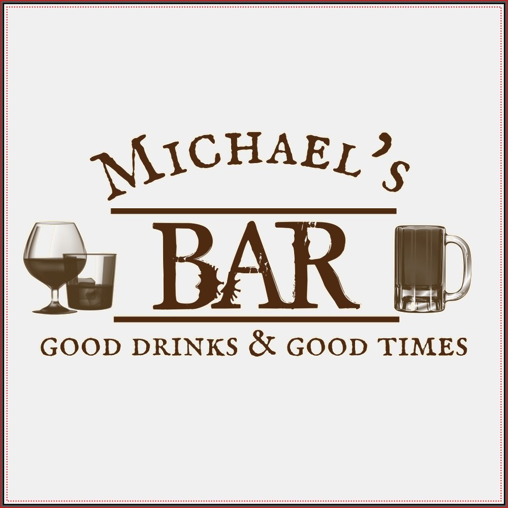 Custom Bar Personalized Gift Rustic Good Drinks  Wall Decal