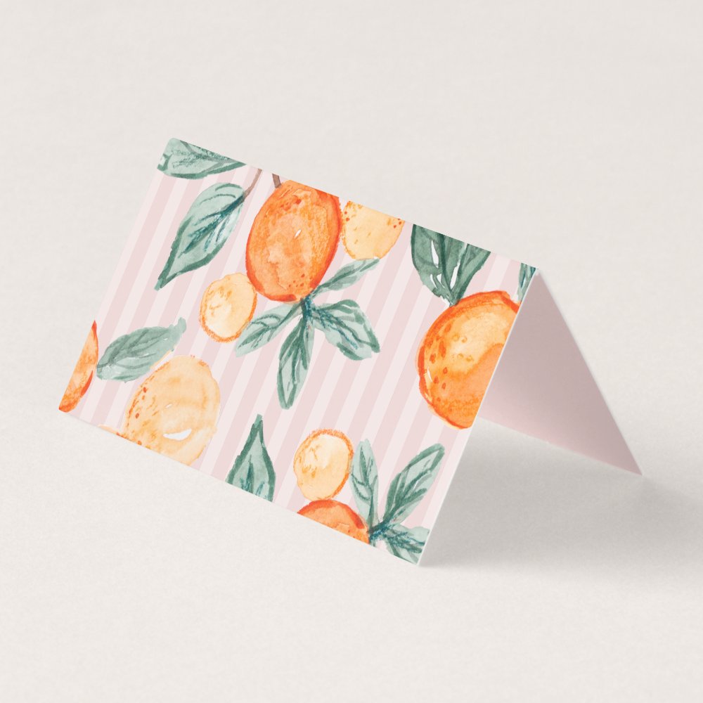 Pink Little Cutie Citrus Party Table Place Cards