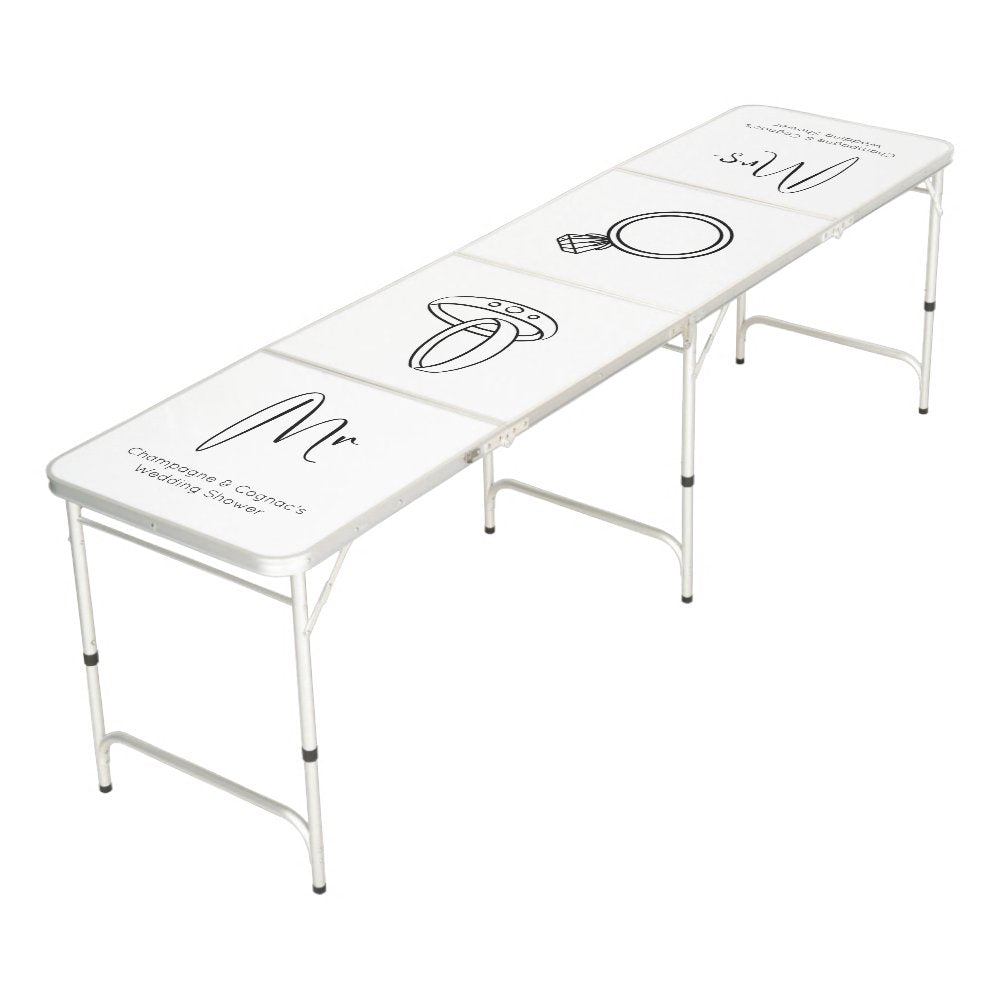 Modern Script Wedding Shower Mr & Mrs Beer Pong Table