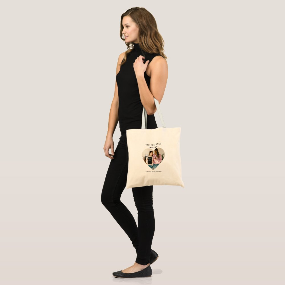 Personalized Best Mom Ever Heart Photo  Tote Bag