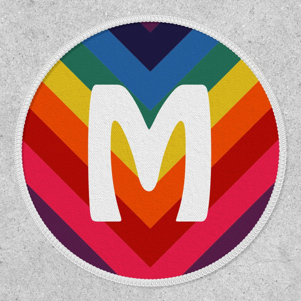 Awesome Retro Rainbow Chevron Monogram Patch