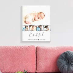 Baby Photo Collage Zigzag Picture Strip Custom Canvas Print