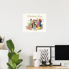 Personalized Disney Princess Floral Poster