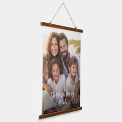 Full Coverage Photo Vertical - Custom Script Text Hanging Tapestry