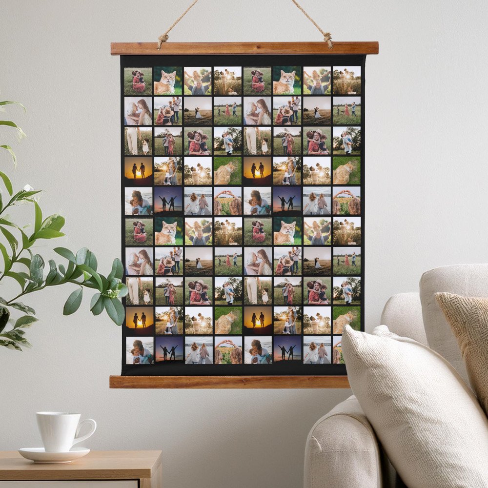Personalized 80 Photo Collage Hanging Tapestry