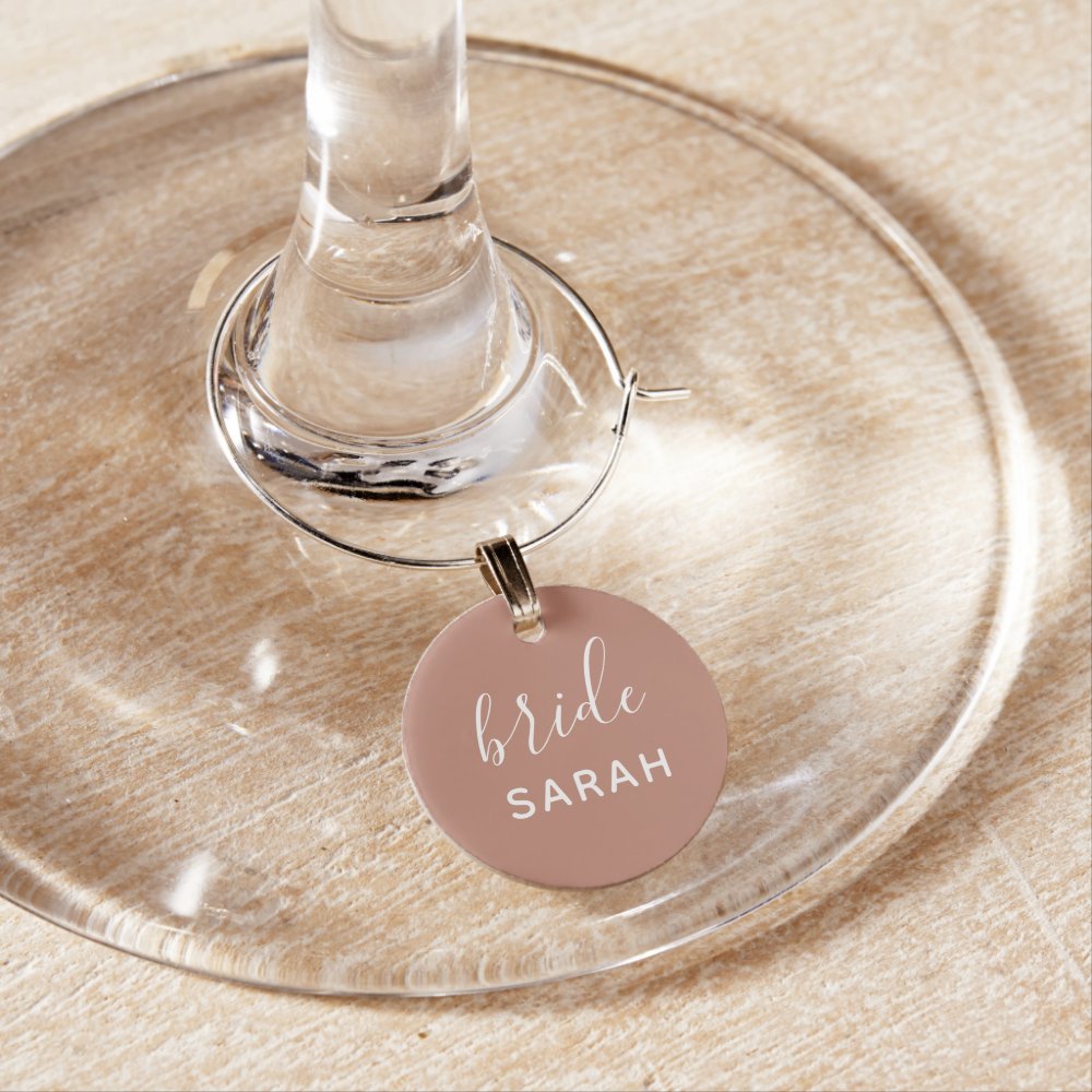 Blush Bachelorette Personalized Bride Gift Wine Charm