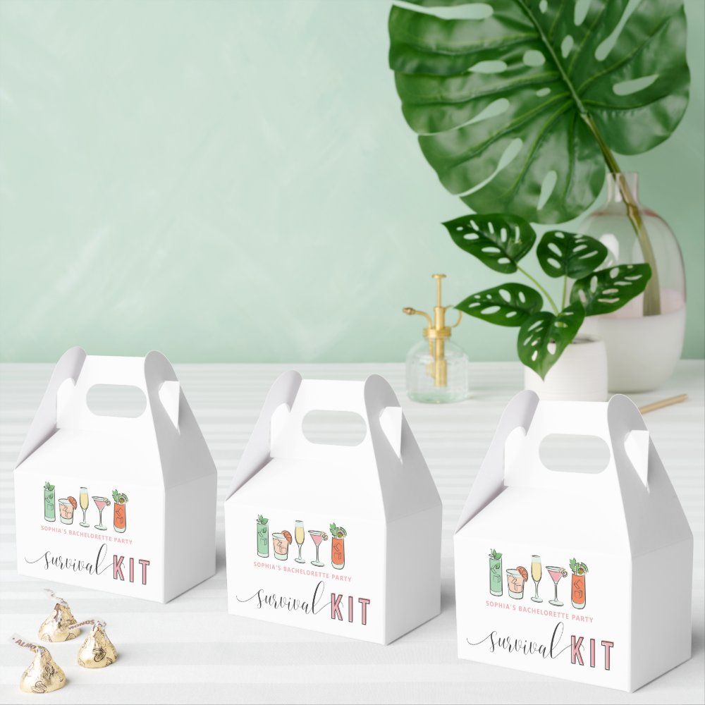 Cocktail Bachelorette Survival Kit Favor Box