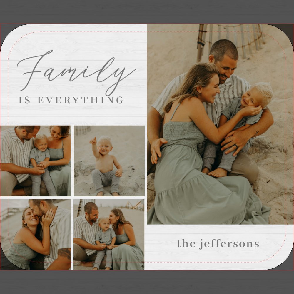 Family Collage Rustic Modern Personalized Mousepad