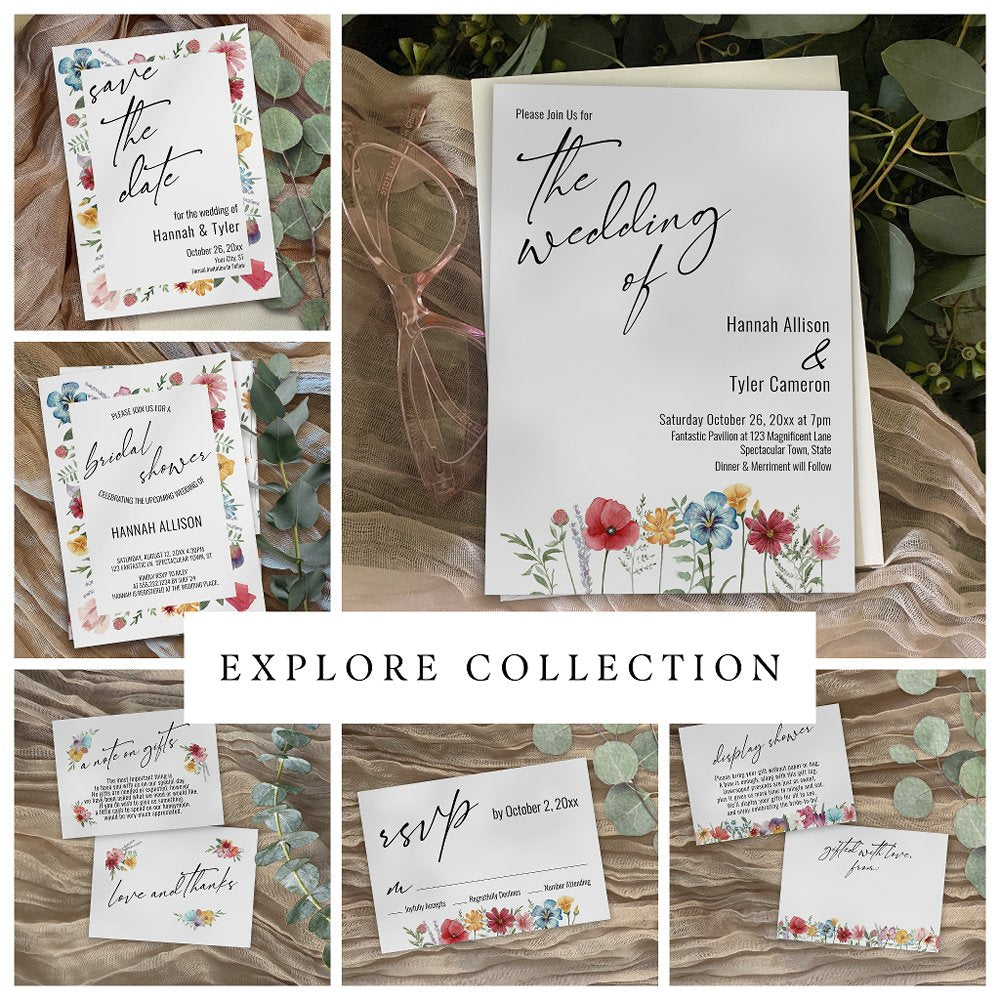 Painted Meadow Wildflower Pattern Paper Placemats